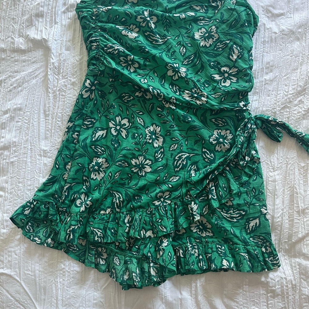 Green Floral Wrap romper
